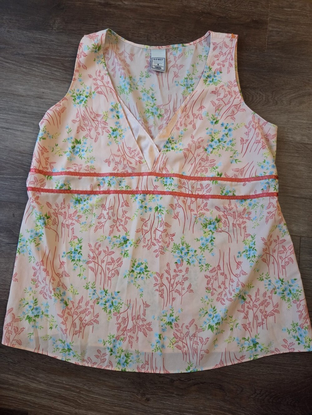 Vintage Old Navy Pink Floral Print BabyDoll Sleeveless Maternity Shirt Tank Top